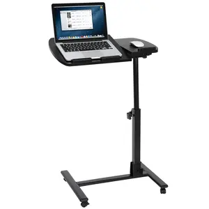 Segawe Rolling Table Overbed Desk Laptop Cart Stand Adjustable Lockable Wheels, Black