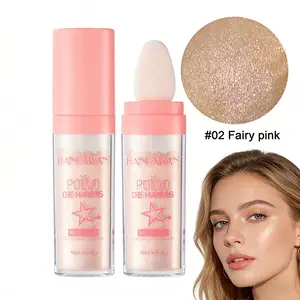 【BUY 1 GET 1 FREE】Shimmering Highlighter Powder with Soft Makeup Sponge Head Long Lasting Pearly Makeup White & Pink Body Highlighting Cosmetic Nose Contouring & Facial Highlighting Powder Stick for Party Beauty Trending Products #02 Fairy Pink