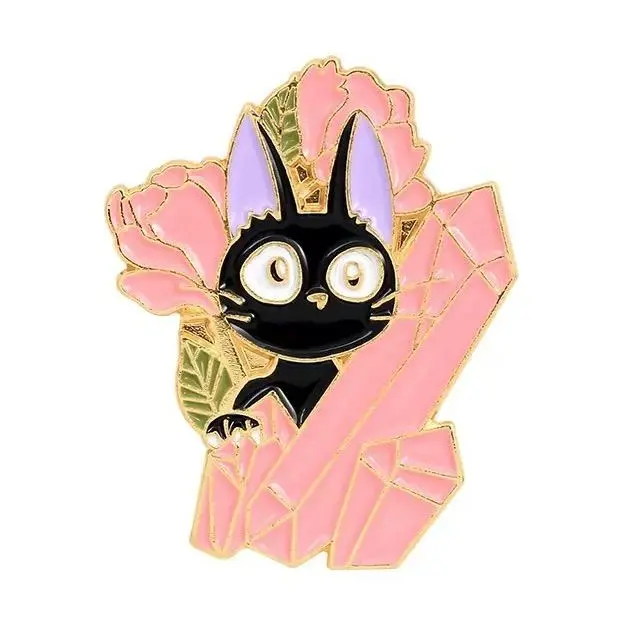 Cute Cat Metal Enamel Pin Flower Brooch Pin Fashion Accessory