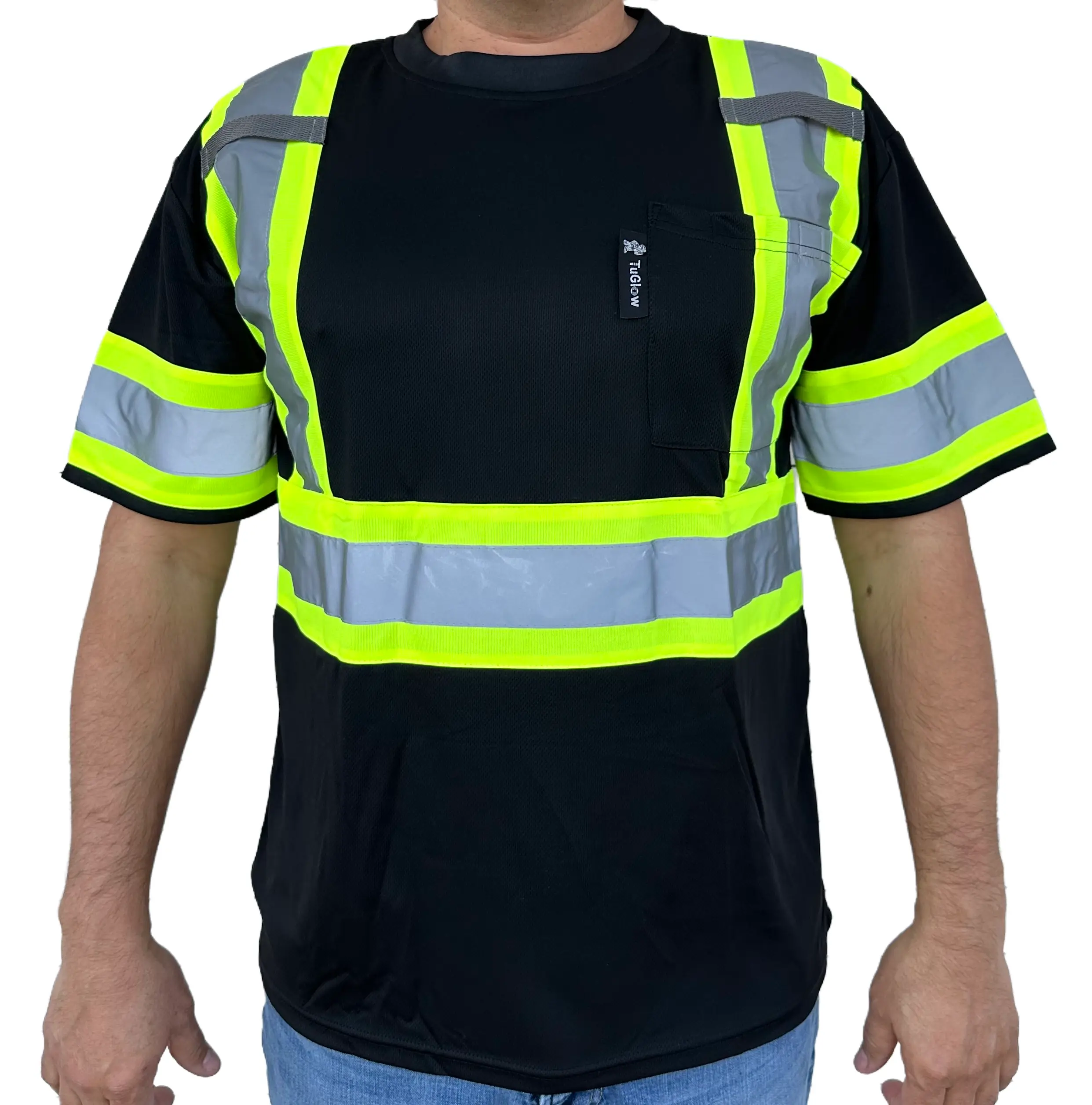 Short Sleeve Black High Visibility Safety Shirt Choose size 903 reflective safety