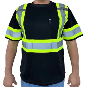 Short Sleeve Black High Visibility Safety Shirt Choose size 903 reflective safety