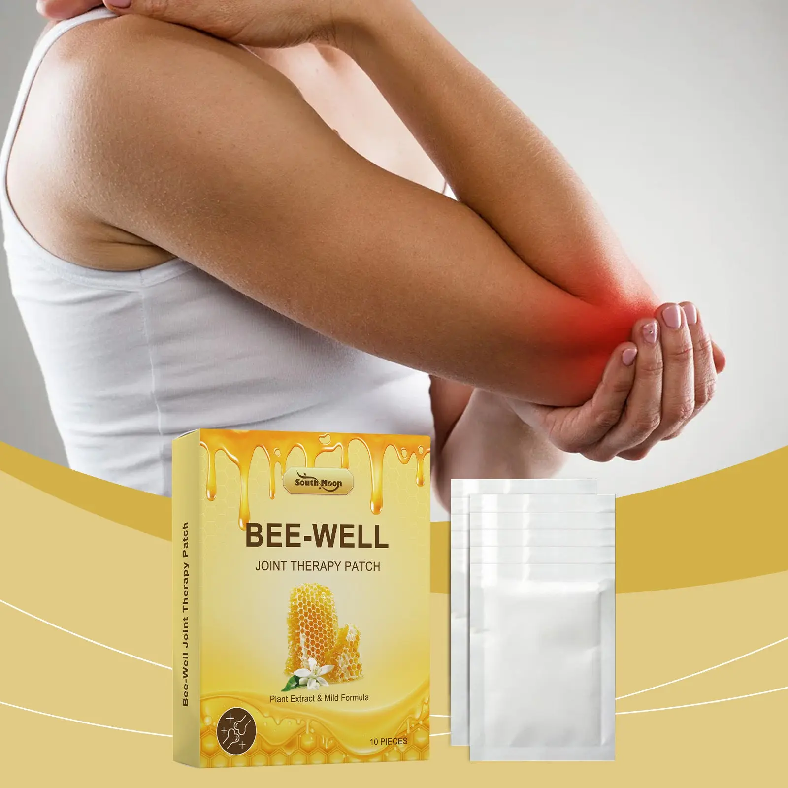 Bee Venom Joint & Foot Comfort Patches — Wrist, Knee & Foot Support, 10 Patches