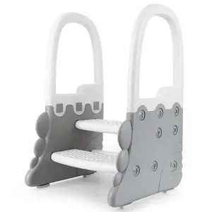 GARVEE Toddler Step Stool Set: 2 Safe Anti-Slip Stools with Handrails for Potty Training and Kitchen Use, Perfect for Bathroom and Counter Assistance, Sturdy and Reliable for Young Ones.