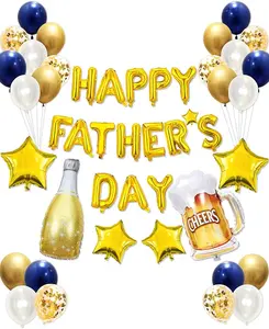 Happy Father's Day Decorations Set 50PCS Father’s Day Balloons with Banner Letters Party Decor Kit for Dad Photo Booth Backdrop Family Celebration Supplies