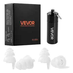 VEVOR EC-3003 High Fidelity Ear Plugs, 2 Pairs Reusable Musician Ear Plugs for Concerts, 27 dB Noise Reduction, Soft Silicone, Portable Aluminum Case