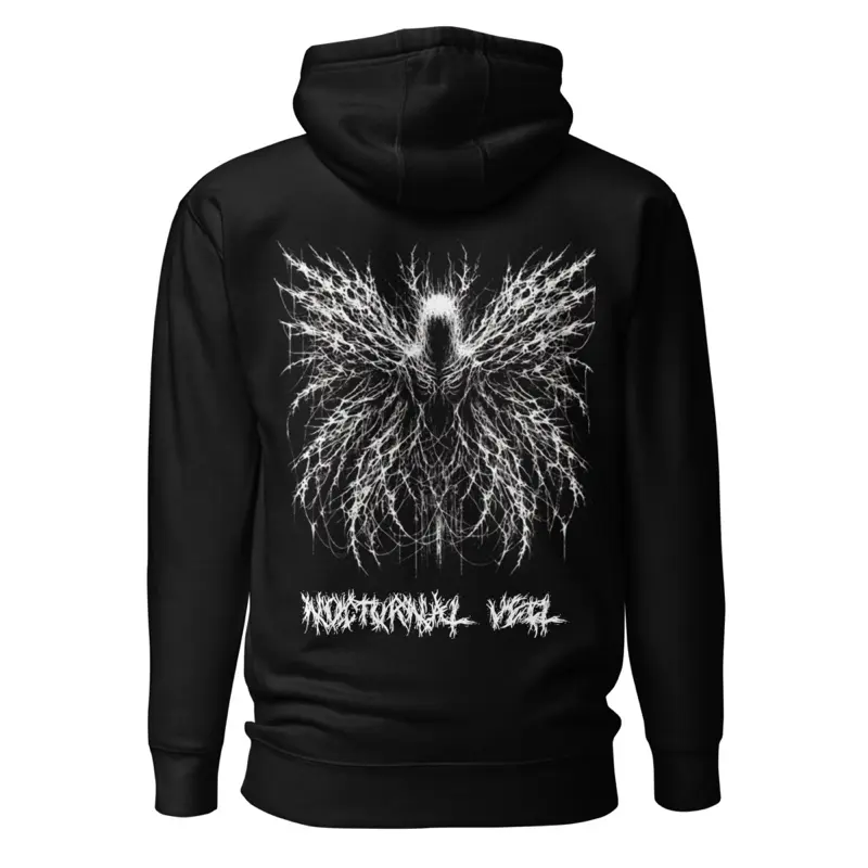Nocturne Veil - Fallen Seraph Y2K Gothic Grunge Deathcore Hoodie, Alt Streetwear, Darkwear, Cyberpunk Techwear, Edgy Aesthetic, Occult Hoodie