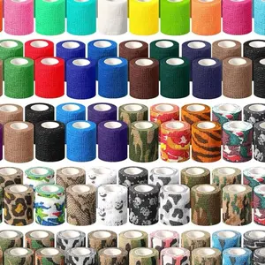 Colorful Self Adhesive Bandage Wrap Breathable Elastic Cohesive bandage non woven sports style 2 inch x 5 yards for Tattoo Machine.