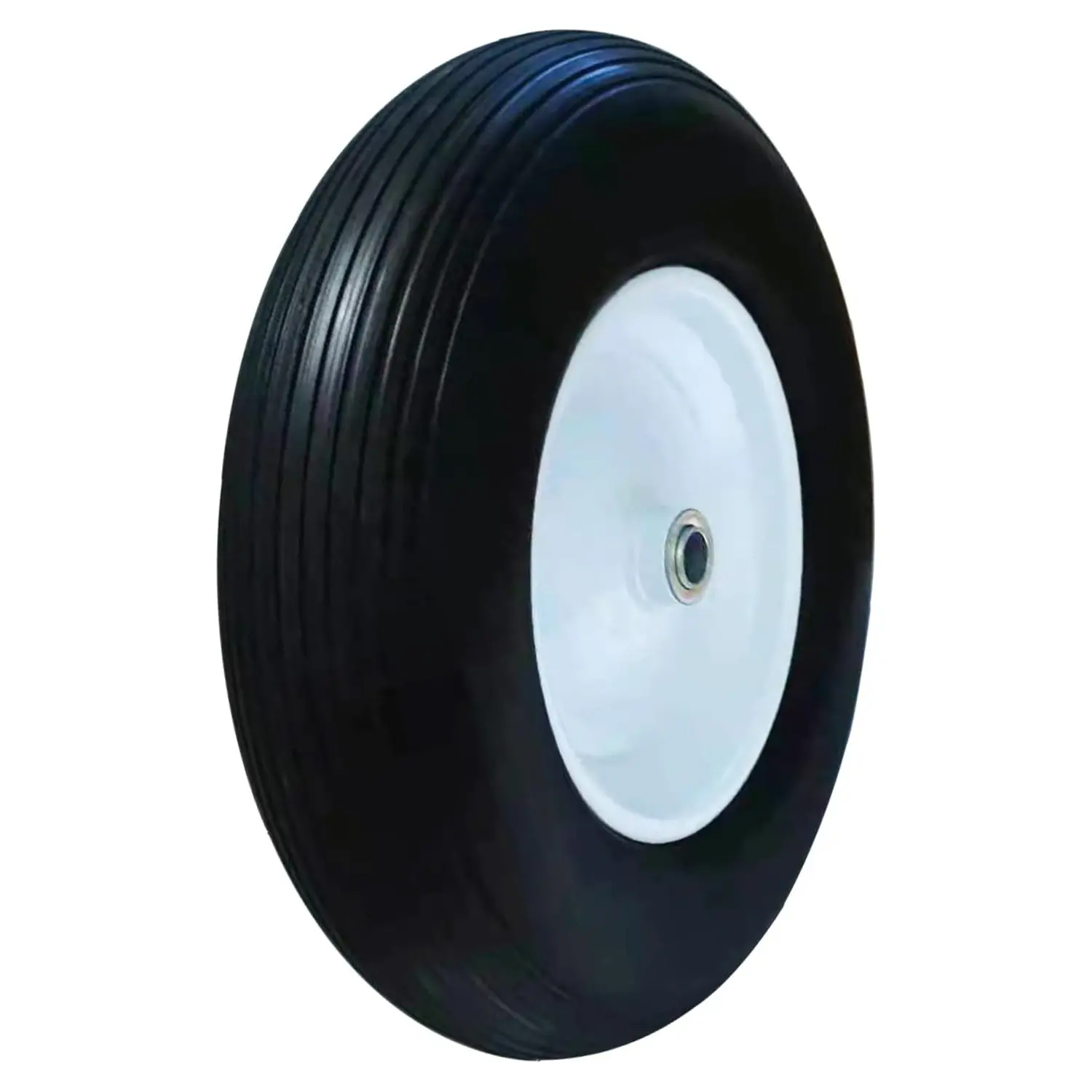 4.80/4.00-8 Flat Free Tire with 3/4 & 5/8 Bearings, 3" Center Hub Solid Tire and Wheel for Wheelbarrow Garden Trailer, Puncture-Proof Never-Flat Tire Replacement