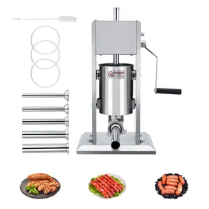 Sausage Stuffer 7LB/3L, Stainless Steel Manual Sausage Maker Machine, Heavy Duty Meat Stuffer with Dual Speed, Sausage Filler with 5 Stuffing Tubes for Commercial and Home Use