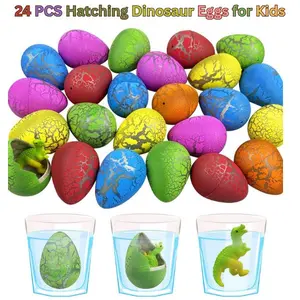 24PCS Hatching Dinosaur Eggs for Kids - Safe Plastic Growing Dino Toys with Mini Figures, Holiday Gifting Supplies, Easter Basket Stuffers for Boys