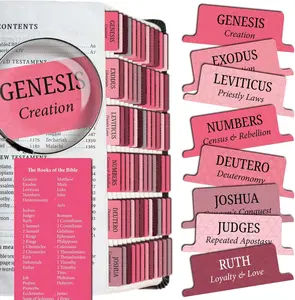 Bible Tabs Premium Tear Resistant Bible Tabs – Easy to Apply, Laminated for Durability – Old & New Testament – Perfect for All Bibles - for Women and Men (Bright Pink)