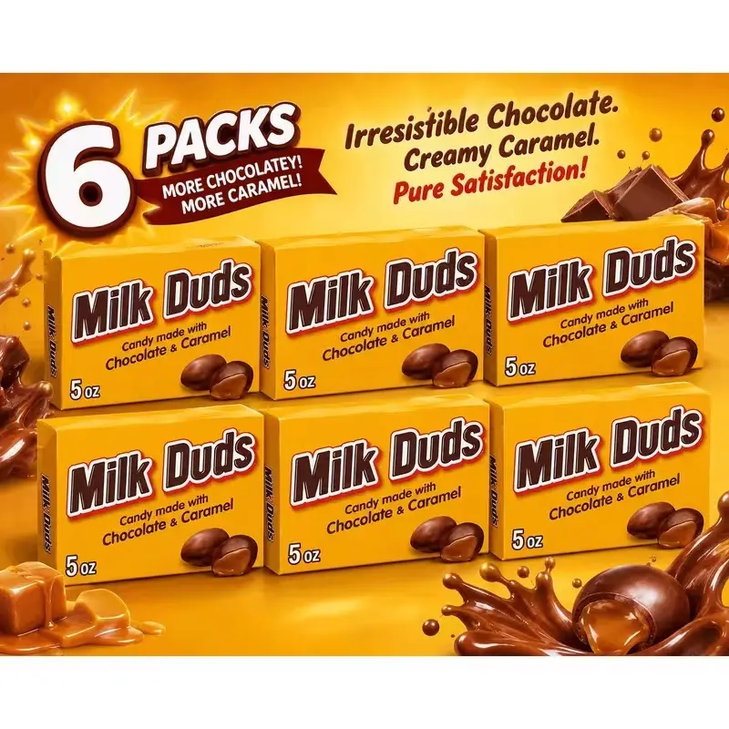 ( 6 packs ) Milk Duds Chocolate and Caramel Candy, Box 5 oz