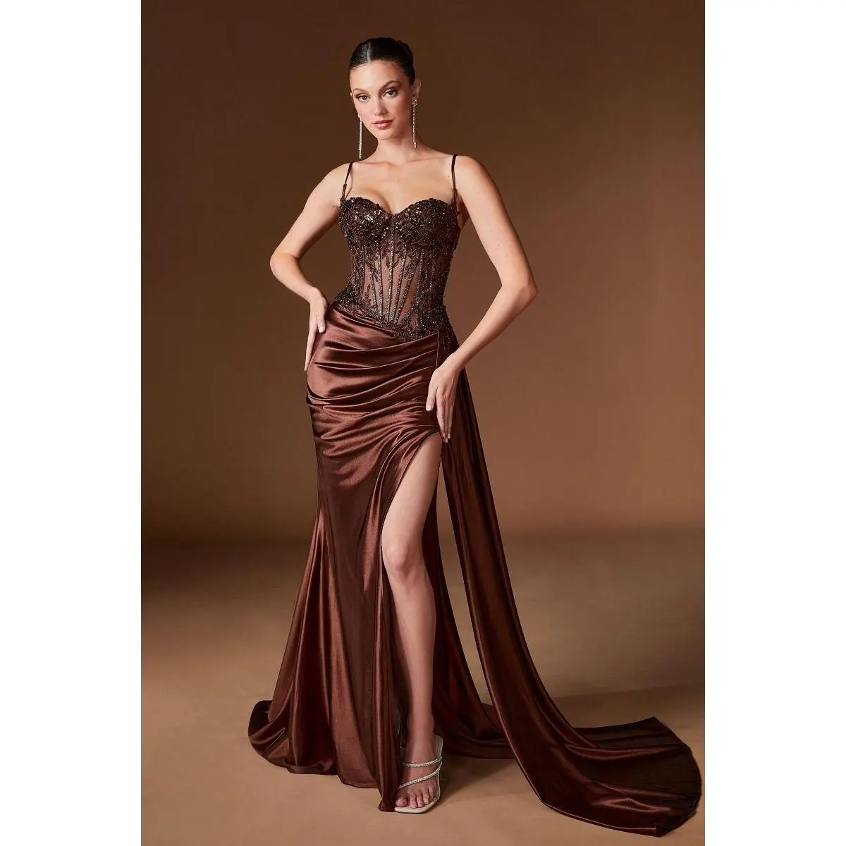 La Divine CD868 - Embellished Lace & Satin Fitted Gown