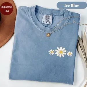 Minimal Daisy Flower Comfort Colors T-Shirt, Cute Small Floral Graphic Tee, Aesthetic Soft Girl Shirt, Simple Spring Summer Outfit Top