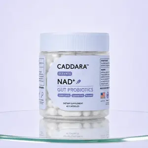 Caddara Elevate Liposomal NAD+ 250mg Trans-Resveratrol 50mg Capsules & Gut Probiotics, Double Capsule, Advanced Cellular Energy Support, 60 Capsules