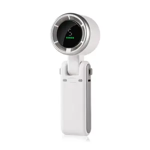 Portable Handheld High-Speed Fan, 5-Speed Airflow High Wind Speed, LED Digital Display, 9000mAh Battery Powered, Working Time Up To 10 Hours, Foldable And Neck-Hanging Fan Suitable For Home, Travel, Work, School, Camping summerwins