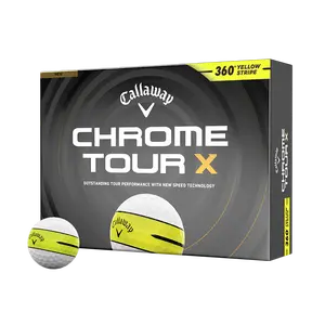 Callaway Golf Chrome Tour X 360 Yellow Stripe Golf Balls in White