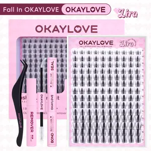 OKAYLOVE Lira Lash Clusters Kit with 1-2 Weeks Long-lasting Lash Bond and Seal, Tweezers and  Eyelash Remover for DIY at Home for Natural Clean Girls Makeup Gifts