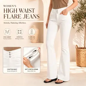 Y2K Vintage High Waisted Flare Jeans - Super Stretch Body Shaping White Bell Bottom Denim Trousers for Women" Bag Minimalist Minimalist pantalones jeans mujer jeans for women