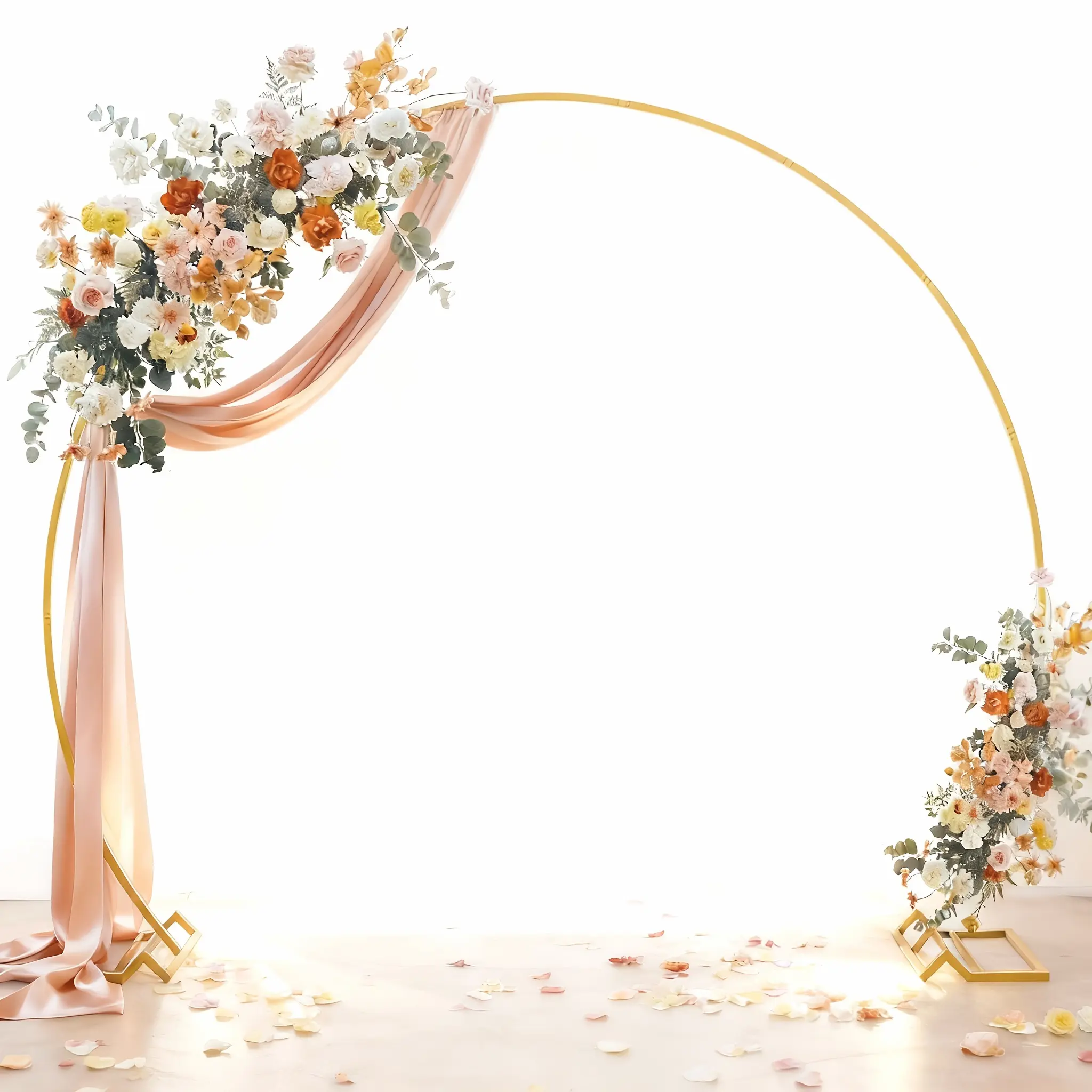 1/2 Pcs Premium Metal Round Wedding Arch Circle Backdrop Stand, Reusable Metal Circular Balloon Arch Kit - Photography Backdrop for Ceremony, Birthday Party, Shower, Wedding Anniversary, Graduation Decoration, Does Not Include Balloons