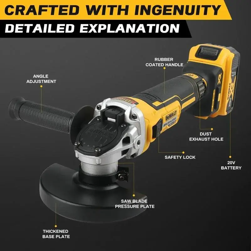 Dewalt DCG405NT 125MM Cordless Grinder with E-Clutch Safety, 9000RPM for Metal and Wood