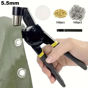 Eyelet Punch Kit with 200pcs 10mm Eyelets, Complete DIY Eyelet & Grommet Kit for Tarpaulin Repair and Installation
