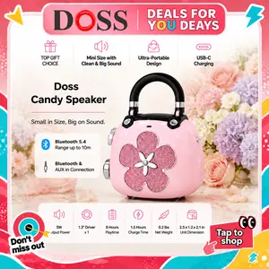 DOSS Candy Mini Portable Bluetooth Speaker - 5W Audio, Vintage Pink, Crystal Sound & Bass, Rechargeable USB Type-C, Mobile Portable Speakers for Room, Desk tiktokshopspringglowup,summervibes fathersdaygift