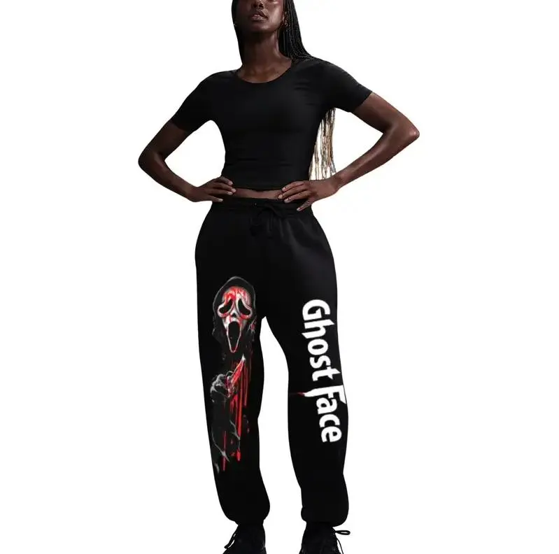 Ghost Face Halloween Joggers – Scary Horror Sweatpants, Gothic Graphic Casual Pants, Unisex Halloween Outfit