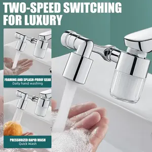 1440°Swivel Faucet Extender, Sink Water Faucet Aerator Extension, kitchen sink faucet, Kitchen Rotating Extension with 2 Mode Splash (Silver, Extender with filter)