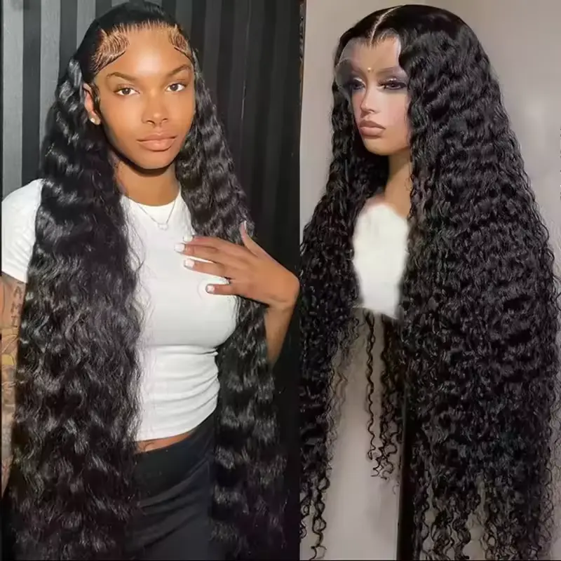 Bling Hair Women's Brazilian Human Hair Lace Front Wigs - 36/38 Inch, 13x4/13x6 HD Lace, 180% Density, Deep Wave/Afro Curly Style, Glueless, Pre-Plucked Line, Double-Bleached, Heat Resistant, Natural Look