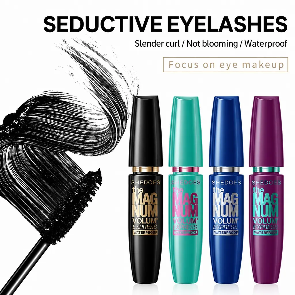Waterproof Volumizing Mascara, Smudge-Proof, Quick Dry, Long-Lasting, Curling, Shaping Formula for Youth Eye Makeup, Cosmetic Eyelash Enhancement