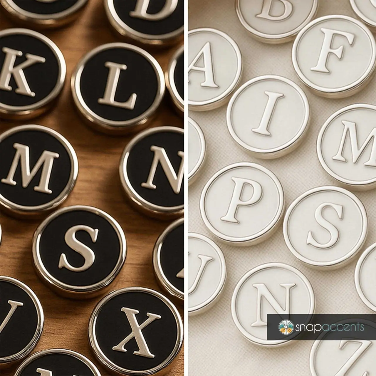 Letter Snap Jewelry Silver Ginger Charm Monogram Alphabet Initial 18MM Button Fits Customizable Bracelets, Necklaces, Keychains, Rings
