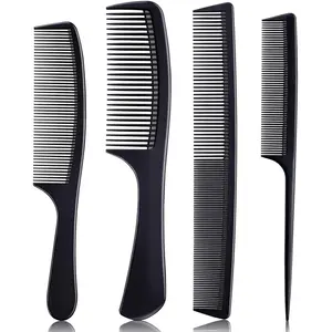 4 count Combs for Women and Man,  Black Carbon Fiber Hair Comb Set for Teasing and Parting, Professional Combs for Hair Stylist, Fine and Wide  Styling Comb for All Hair Types