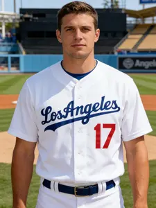 Men's Los Angeles Dodgers Baseball Short Sleeve Shirt, Number 17 Printed Sports Jersey, Casual Fanwear, Gift Idea