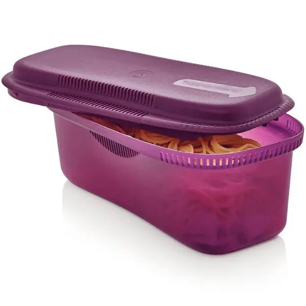 Microwave Pasta Cooker with Measurement Fill Lines & Strainer Lid 900W 1.9L Dishwasher Safe Quick Easy Cooking for Spaghetti Other Pasta Types Durable Modern Kitchen Gadgets great omelets corn on the cobb bake potatos & more