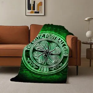 Luxury Four-Leaf Clover Theme Flannel Blanket, Ultra Soft Comfortable, Suitable for Sofa and Bed, All Seasons, Travel Camping