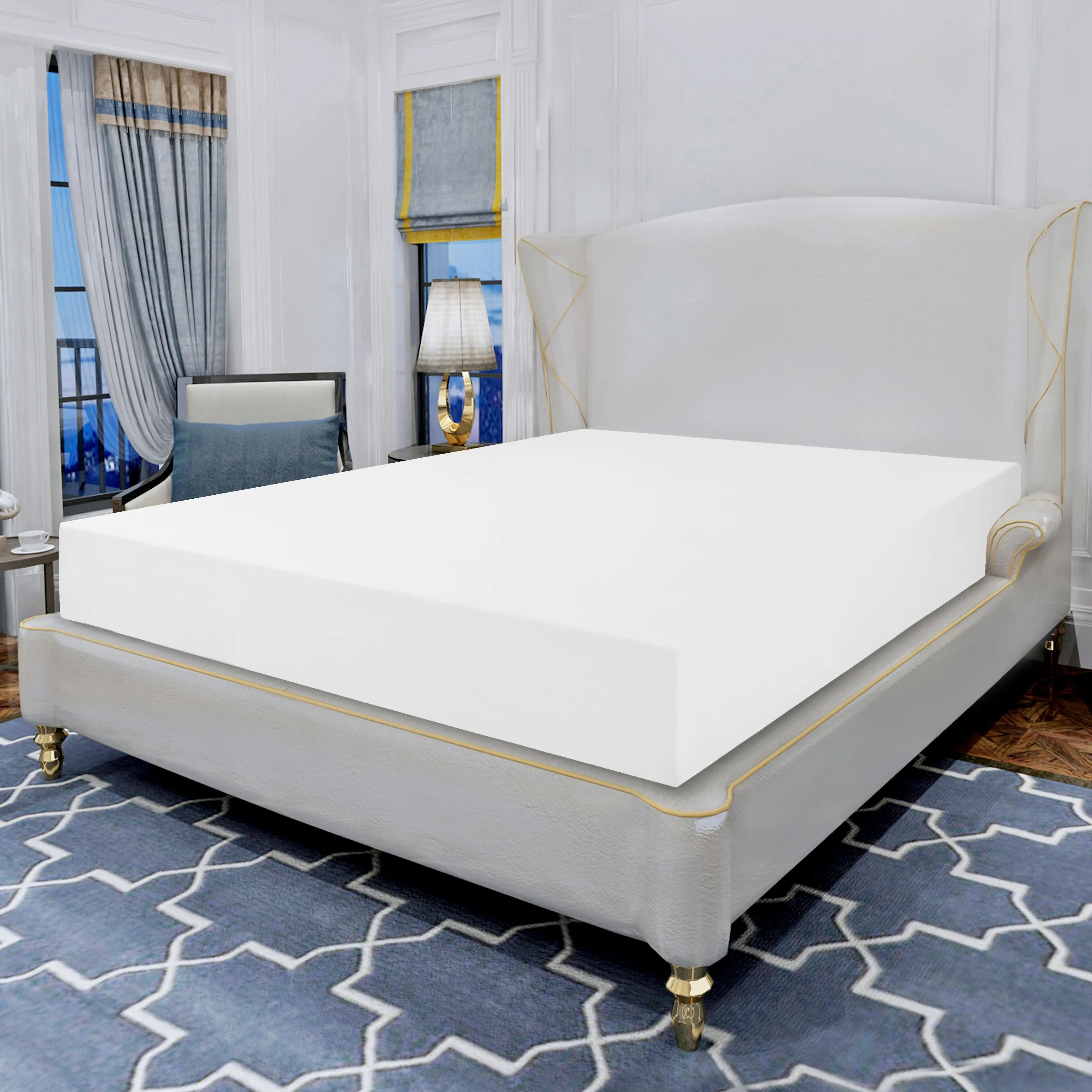 Mocassi 1-Piece Fitted Sheet with All-Around Elastic, 1800 Thread Count Hotel Premier Vibrant Wrinkle-Resistant
