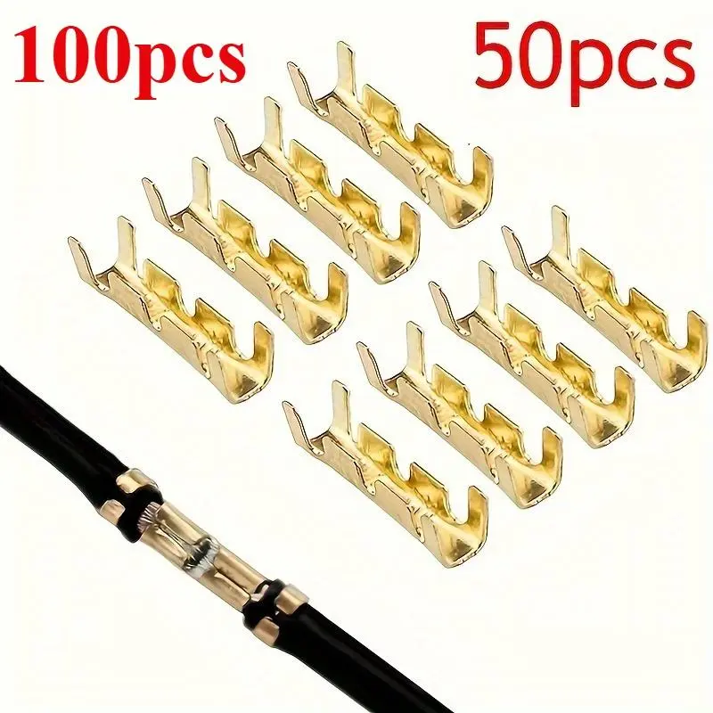 50pcs, U Shape Copper Ring Terminals Crimp Assortment Kit, Non-Insulated Cable Wire Spade Electric Butt Connector Set For Machinery, Electricity, Automotive