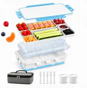 Chilled Portable Snackle Box Container with Reusable Ice Pack Divided Serving Tray Bonus Insulated Bag Dip Containers Forks for Charcuterie Snack Fruit Beach Travel Picnic Party Back to School Gift Food Storage Set #TikTokShopDealsforYouDays