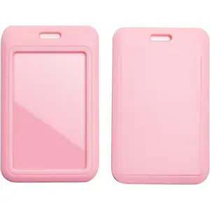 Pack of 2 Vertical ID Badge Holders Hard Plastic Card Cases with Clear ID Window for School, Office, Factory,