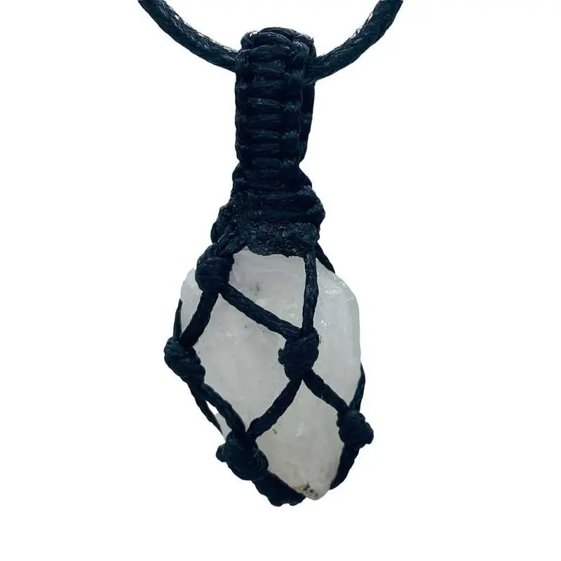Rainbow Moonstone Raw Caged Pendant — Balance &amp; Harmony Crystal Necklace