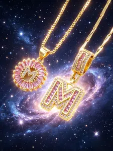 2-Piece Initial Pendant Necklace Set, 14k Adjustable Chain, Fashion Layered Jewelry, Perfect Gift for Women, All Seasons, Fashion Pendants, Personalized Alphabet Necklaces