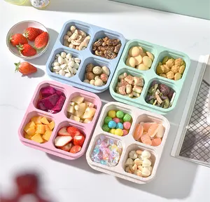 Set of 4 bento snack boxes, candy dried fruit bento snack boxes, 4 compartment food storage containers, lunch boxes, food utensils, lid preservation