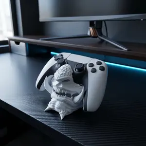 3D Printed Japanese Oni Mask Controller Stand, Cool Samurai Face Desk Display, Game Table Decor, Player Gift, Fits All Gaming Controllers