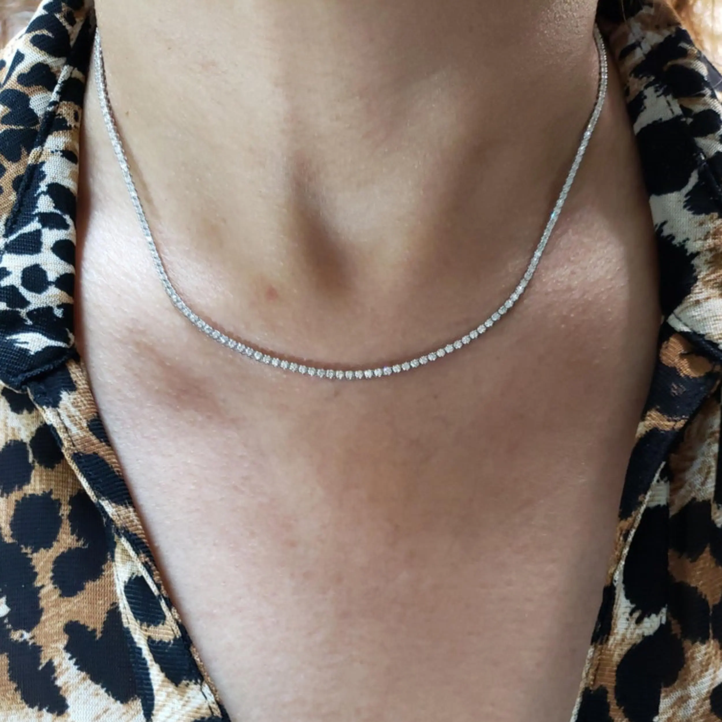 14Kt Gold 2.15 Ct 16 Inch Genuine Natural Diamond Buttercup Tennis Necklace