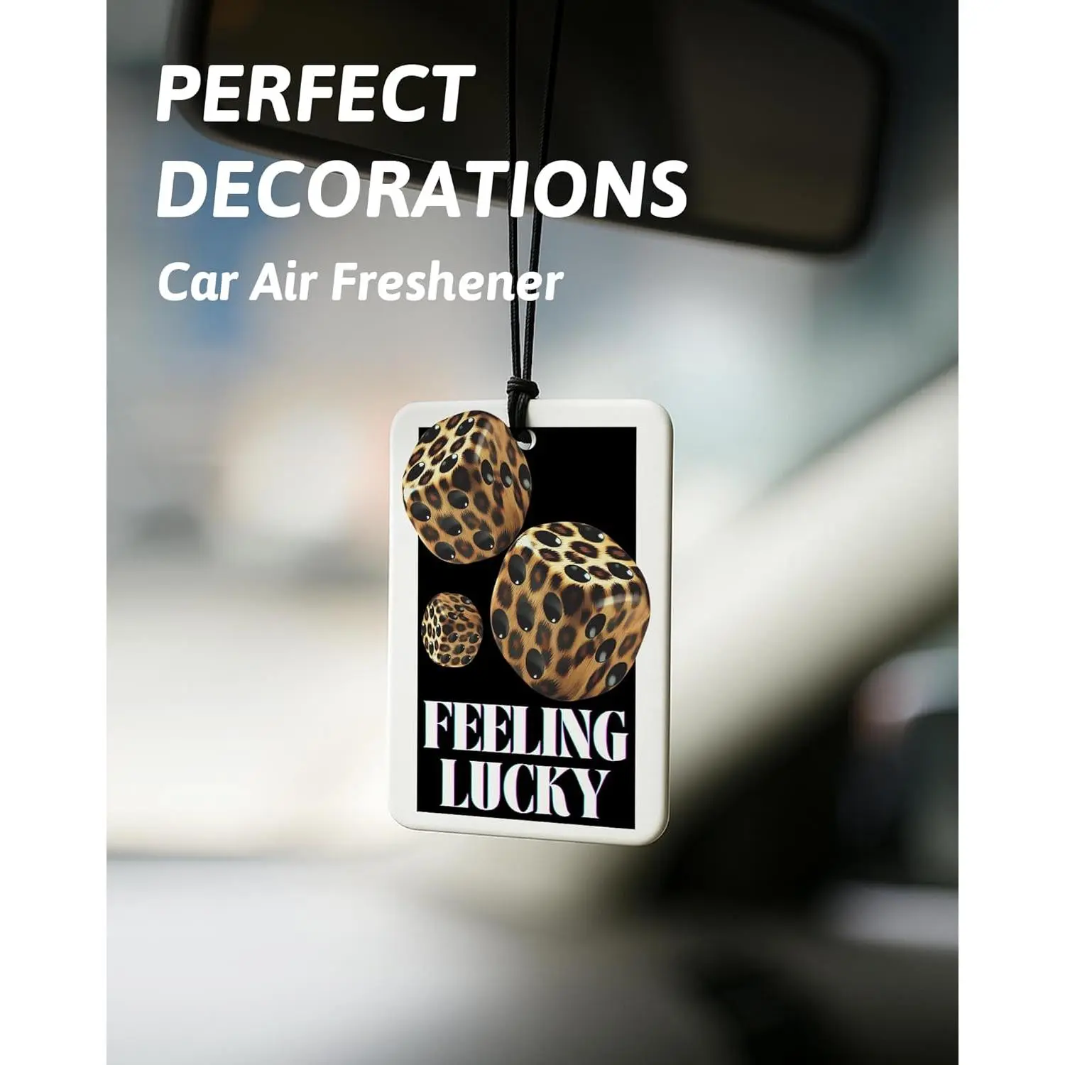 Trendy Retro Cheetah Print Car Air Freshener 4 Pcs, Leopard Print Lucky 8 Ball Dice Hanging Air Freshener for Home Bar Cars Closet Drawer Books, Girly Car Accessories Mirror Decor for Women