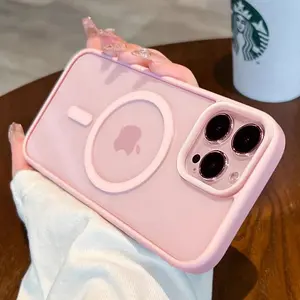 New Acrylic Magnetic Clear Case For iPhone17/ 16 15 14 13 12 11 Pro X XS Max 16 Plus Magsafe Wireless Charge Girls Pink Hard Back Cover Waterproof Phone Case