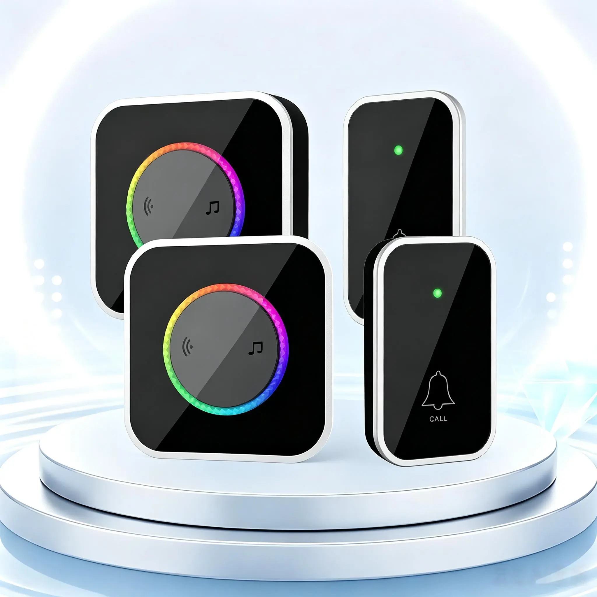 Wireless Doorbell, Easy installation, Waterproof, Adjustable Volume, 45 Chimes, Colorful LED, 1000Ft Range
