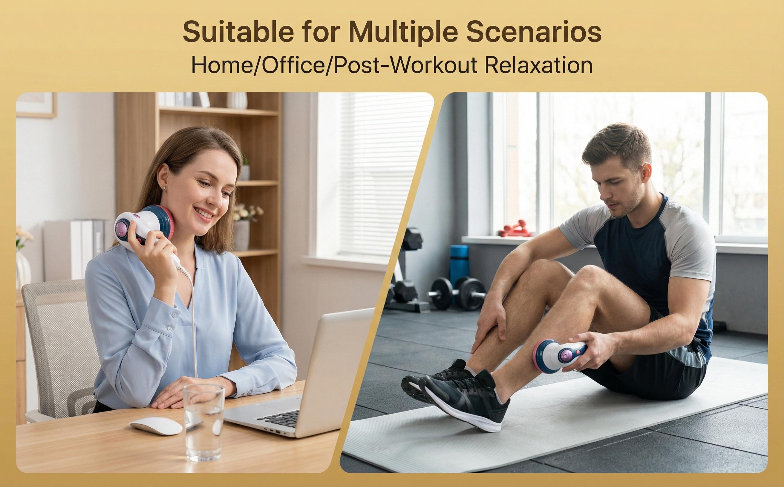 Electric Handheld Massage Equipment 3 Adjustable Speed Intensity 3 Detachable Heads High Frequency Vibration Stable Grip Daily Use Multi Tool