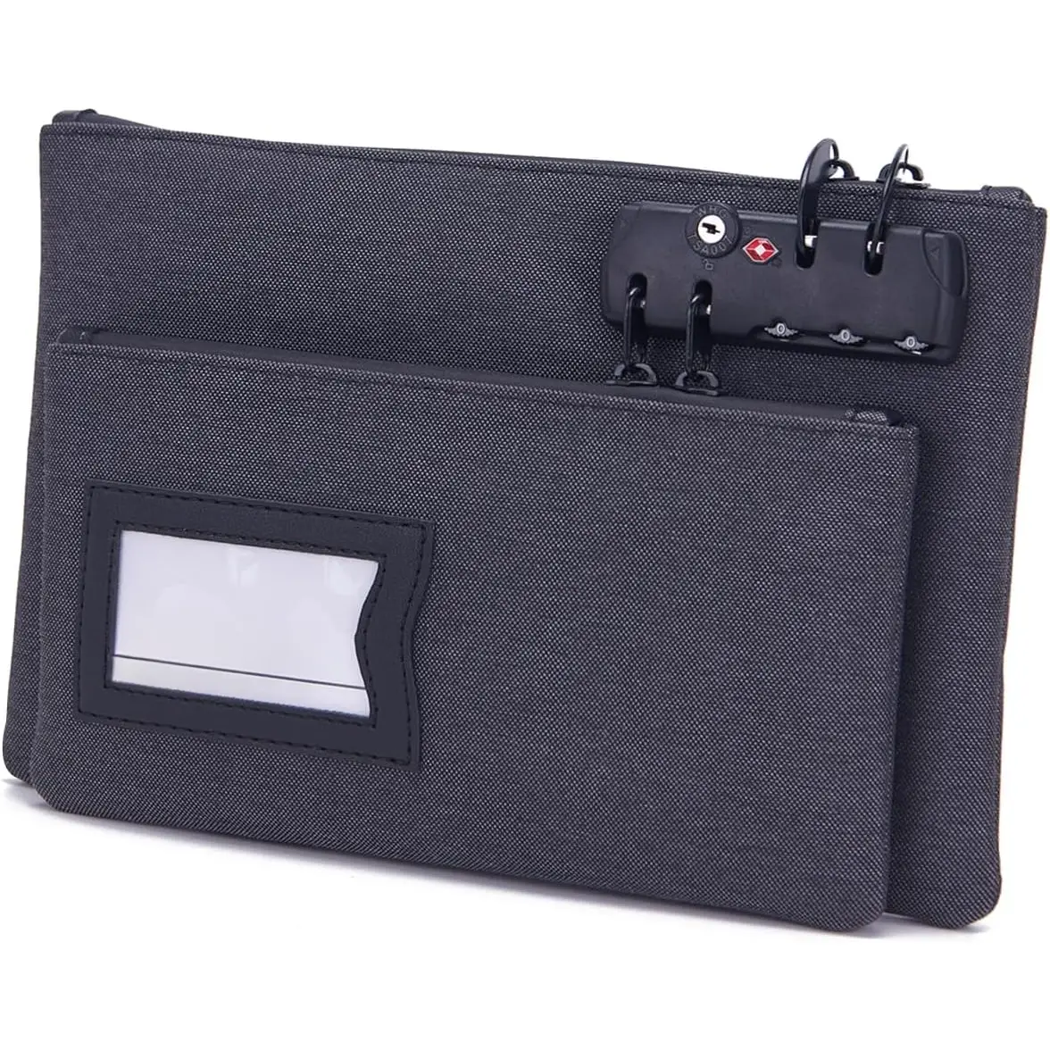 Bag with Lock, Double layer  Bag  Bag for , , Notary Supplies, Valuable Storage Bag,CashBag with Lock and Zipper(11 x 7.2, grey)